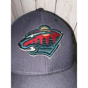 Minnesota Wild Zephyr Hat Snapback Cap Gray Green Mesh NHL Hockey Embroidered